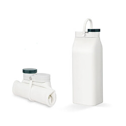 Bouteille de lait pliante en silicone pour sports de plein air 600 ml - Blanc