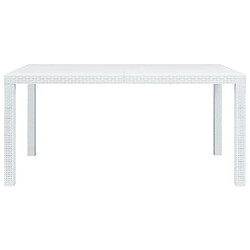 vidaXL Table de jardin Blanc 150x90x72 cm Plastique Aspect de rotin