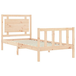 Maison Chic Cadre/structure de lit et tête de lit pour adulte - Lit Moderne Chambre 100x200 cm bois massif -MN65607 pas cher