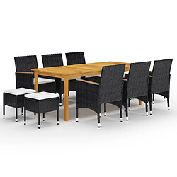 Maison Chic Ensemble de salle à manger de jardin 11 pcs,Table et chaises d'extérieur Noir -GKD585643