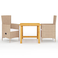 Salle à manger de jardin 3 pcs,Table et chaise à dîner Beige -MN17001