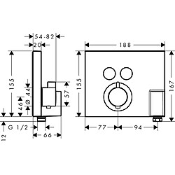 Hansgrohe - Set de finition pour mitigeur thermostatique ShowerSelect encastré avec 2 fonctions, fixfit et porter chromé