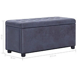 Helloshop26 Banquette pouf tabouret meuble pouf de rangement 87 cm gris synthétique daim 3002129 pas cher