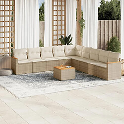 Maison Chic Salon de jardin avec coussins 10 pcs, Ensemble Tables et chaises de jardin, beige résine tressée -GKD936788