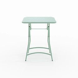 Rendez Vous Deco Table de jardin pliante Yumi en métal vert clair 2 personnes