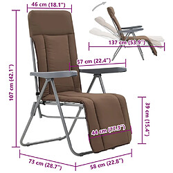 vidaXL Chaises pliables de jardin avec coussins lot de 2 Marron pas cher