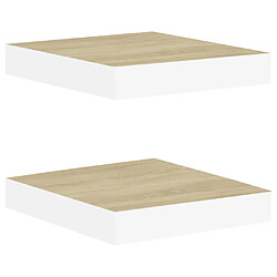 vidaXL Étagères murales 2 pcs Chêne et blanc 23x23,5x3,8 cm MDF