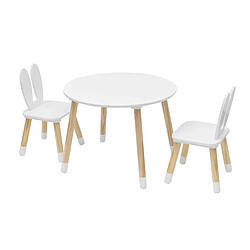 Mobili Rebecca Table Pour Enfants Avec 2 Chaises Mdf Blanc Marron Pour Chambre D'enfants