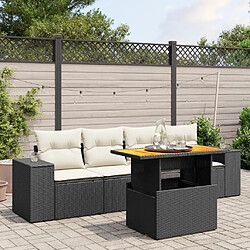 Maison Chic Ensemble de 5 Tables et chaises d'extérieur avec coussins,Salon de jardin noir résine tressée -GKD901771