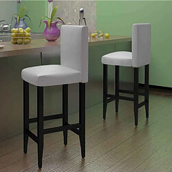 Acheter vidaXL Tabourets de bar lot de 2 blanc similicuir