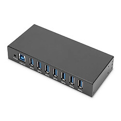 DIGITUS hub USB Industriel 7 Ports - 7X USB-A - USB 3.0-5 Gbps - USB SuperSpeed - Protection ESD 15 KV - Montage sur Rail DIN - Noir