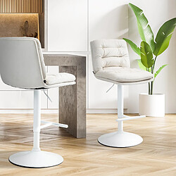 Non Tabouret de bar Damar velours blanc