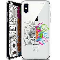 Caseink Coque arrière Apple iPhone Xs / X (5.8 ) Crystal Gel HD [ Nouvelle Collection - Souple - Antichoc - Imprimé en France] Le Cerveau