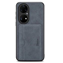 Coque en TPU + PU avec béquille, porte-carte, hybride gris pour votre Huawei P50