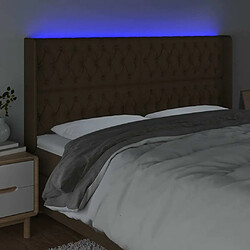 Acheter Maison Chic Tête de lit scandinave à LED,meuble de chambre Marron foncé 183x16x118/128 cm Tissu -MN89932