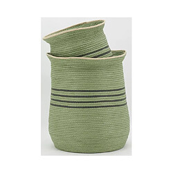 Aubry Gaspard Cache-pots en jonc vert (lot de 2).