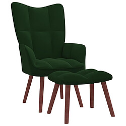 Maison Chic Chaise de relaxation | Fauteuil relax avec repose-pied Vert foncé Velours -GKD83195