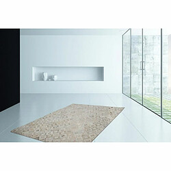 Paris Prix Tapis en Cuir Effet Métallique Spark Ivoire & Chrome 120 x 170 cm