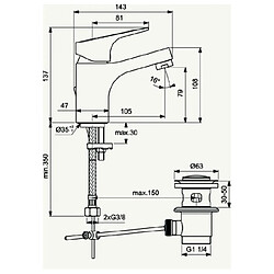 Porcher - Mitigeur de lavabo Ulysse vidage c3 chromé bec fixe avec tirette et vidage