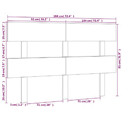 vidaXL Tête de lit 184x3x81 cm Bois massif de pin pas cher