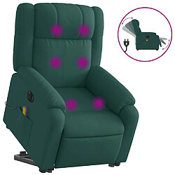 vidaXL Fauteuil inclinable de massage électrique Vert foncé Tissu