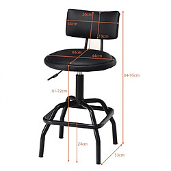 Avis Helloshop26 Tabouret de bar réglable 62 - 73 cm chaise de bar pivotant avec dossier rembourré et repose-pieds pour bars cuisines 20_0009483