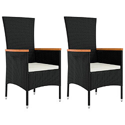 Acheter Salle à manger de jardin 3 pcs avec coussins,Table et chaise à dîner Noir -MN98936