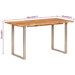 vidaXL Table de salle à manger 140x70x76 cm Bois d'acacia solide pas cher