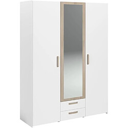 PARISOT Armoire DREAM 3 portes - Panneau de particules - Miroir - Décor blanc - L150 x H200 x P52 cm pas cher