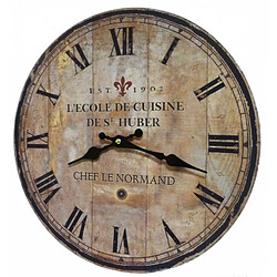 L'Héritier Du Temps Horloge Murale Pendule Ronde de Cuisine ou Salon en Bois et Papier Ecole De Cuisine St Huber 4x34x34cm