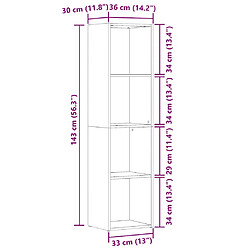 vidaXL Bibliothèque chêne artisanal 36x30x143 cm bois d'ingénierie pas cher