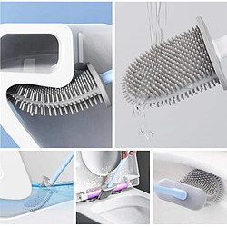 Avis Universal Ensemble de brosses et de porteurs pour toilettes en silicone Montage mural Poignées longues Poignées longues Brosses verticales Cadre de séchage rapide Outils de nettoyage pour toilettes au sol