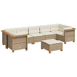 vidaXL Salon de jardin avec coussins 8 pcs beige résine tressée