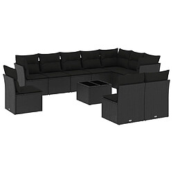 Maison Chic Salon de jardin 11 pcs avec coussins | Ensemble de Table et chaises | Mobilier d'Extérieur noir résine tressée -GKD34400