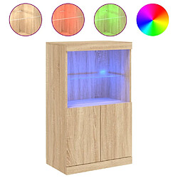 Maison Chic Commode Buffet - Meuble de rangement avec lumières LED chêne sonoma 60,5x37x100 cm -GKD17009