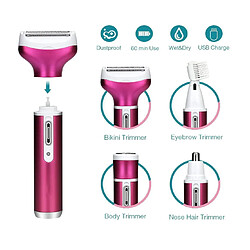 Chrono Tondeuse Bikini Femme, Rasoir Électrique Femme 4 en 1, Épilateur Rechargeable Lady Hair Rasoir Indolore, Rose