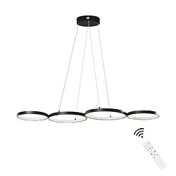 NETTLIFE Suspension LED en aluminium noir Diam.150 cm 54W lampe moderne 4 anneaux design lampe de table à manger dimmable avec suspension pour salon