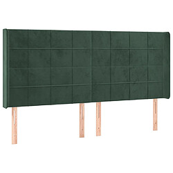 vidaXL Tête de lit avec oreilles Vert foncé 203x16x118/128 cm Velours