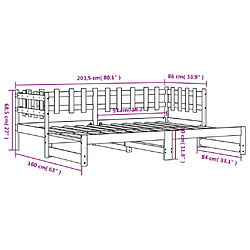 vidaXL Lit coulissant sans matelas 2x(80x200) cm Bois massif pas cher