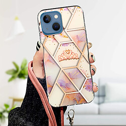 Avis Avizar Coque Apple iPhone 13 Mini Motif géométrique avec Cordon Amovible rose gold