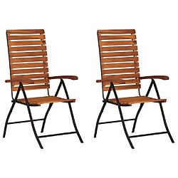 Maison Chic Lot de 2 Chaises inclinables de jardin - Fauteuil d'extérieur Bois solide d'acacia -MN36988