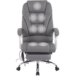 Decoshop26 Fauteuil de bureau avec fonction massage et repose-pieds ajustables en véritable cuir gris 10_0002574