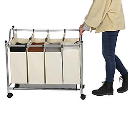 Avis SONGMICS Chariot à Linge, Panier à Linge, Chariot à Linge avec 4 Sacs Amovibles, Corbeille à Linge avec roulettes, à la Lessive, Robust, 4 x 35 L Beige LSF005S