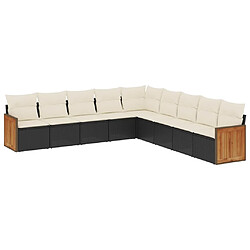 Maison Chic Ensemble Tables et chaises d'extérieur 9 pcs avec coussins,Salon de jardin noir résine tressée -GKD919843