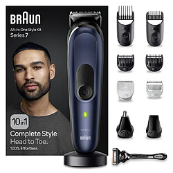 Braun Tondeuse 10 en 1 - Kit pour Barbe, Cheveux, Corps - Series 7 MGK7421 - Noir/Bleu