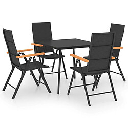 Salle à manger de jardin 5 pcs,Table et chaise à dîner Noir et marron -MN33179