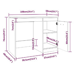 vidaXL Bureau Sonoma gris 100x50x76 cm Bois d'ingénierie pas cher