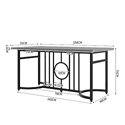 Avis KOMHTOM Table de salle à manger moderne et minimaliste, 158 x 76 x 75 cm, facile à installer, non pliable, pieds en métal noir (aspect béton)