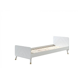 Mes Lit 90x200 cm avec chevet et bureau blanc - GAMAY