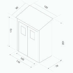 Abri de Jardin en Résine Gardiun Tuscany Evo 100 1,32 m² 95x139x201 cm 2 Portes